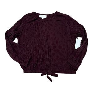 Bella Dahl Girl Burgundy Tie Front Cupro Popover Top 12